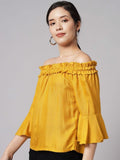 Women's Crepe Solid Off Shoulder Top