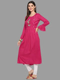 Buys Women's Pink Color Rayon Anarkali Kurta