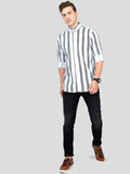 Paul Street Lycra Blend Stripes Full Sleeves Slim Fit Mens Casual Shirt