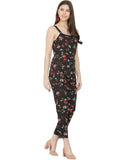 Women's Crepe Floral Print Shoulder Strap Straight Jumpsuit